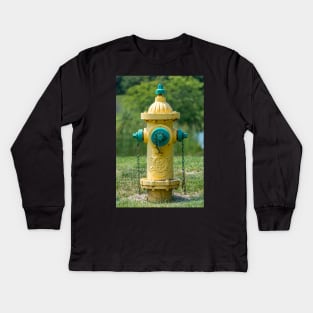 Yellow and Green Eddy Hydrant Kids Long Sleeve T-Shirt